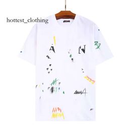 Lanvis Shirts Mens Designer T Shirt Casual Man Womens Tees Hand-painted Ink Splash Graffiti Letters Loose Short-sleeved Round Neck Clothes 7914