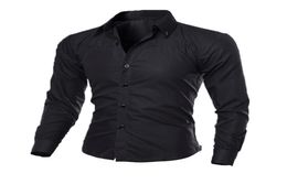 Mens Slim Fit Shirt Long Sleeve Dress Shirts Casual Formal Business Shirts Solid Clothing camisa social fz06221177052