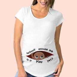 Maternity Tops Tees See You Soon! Cute Baby Maternity Clothes for Summer Womens Pregnancy Clothing White Short Sleeve T-Shirt 12 Months Pregnant Y240518