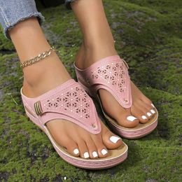 Slippers Lucyever Anti-Slip Thick Sole Flip Flops Women 2024 Summer Clip Toe Platform Sandals Woman Lightweight Wedge Plus Size H240517