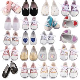 Canvas Cloth 7cm Shoes For 18 Inch American And 43cm Born Baby Doll Clothes Accessories Our generation Girl Dolls 240518