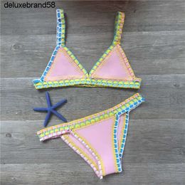 Womens Swimwear Crochet Bikini Swimwear Women Sexy Knit Patchwork Handmade Neoprene Boho Beachwear Bathing Suit Swimsuit Brazilian Biquini 230417 ggitys TXKD