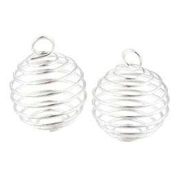 Silver Plated Spiral Bead Cages Charms Pendants Findings 9x13mm Jewelry making DIY 264D
