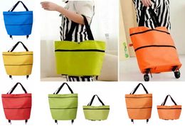 Shopping Trolley Bag With Wheels Portable Foldable Shopping Bag reusable storage Shopping Wheels Rolling Grocery Tote Handbag HH76141217
