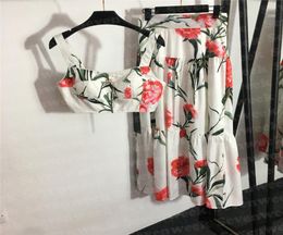 Vintage Print Sling Vest Dress Two Piece For Women Design Lady Sexy Tanks High Waist Skirts Sets For Party Nightclub6092718