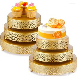 Storage Bottles 3pcs Cake Plate Food Pography Props European Wedding Stand Dessert Creative Gold Retro
