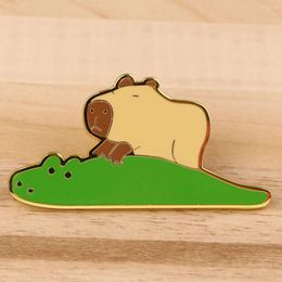 Brooches Cute Capybara Cartoon Animal Hard Enamel Pins Crocodile For Women Metal Badge Fashion Jewelry Clothes Accessories Gifts