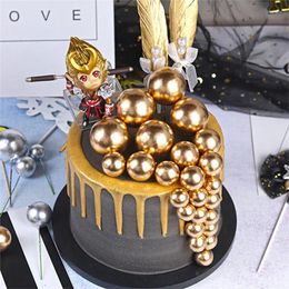 Party Supplies 10pcs Lovely Gold Silver Ball Cake Topper Birthday Cup Decoration Baby Shower Kids Wedding Favour