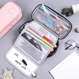 Storage Bags 3 Colours Multifucntional College Student Teens Stationery Bag Canvas Pencil Pouch Multi-Grids School Supplies