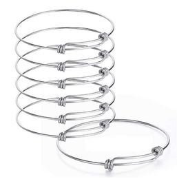 5pcs Stainless Steel Wire Blank Bangle Bracelet Expandable Charm Bracelet Double Loops Style for Diy Jewellery Making Q07173536496