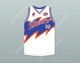 CUSTOM NAY Name Youth/Kids JIMMER FREDETTE 32 SHANGHAI SHARKS WHITE BASKETBALL JERSEY WITH CBA SHARKS PATCH 1 Top Stitched S-6XL