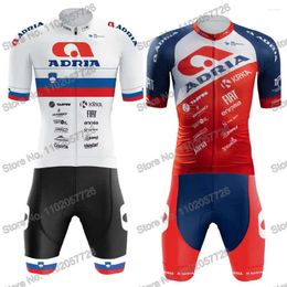 Racing Sets Adria Mobil Cycling Clothing Summer Jersey Men's Set Road Race Bike Shirt Suit Short Sleeve MTB Women Bicycle Bib Shorts