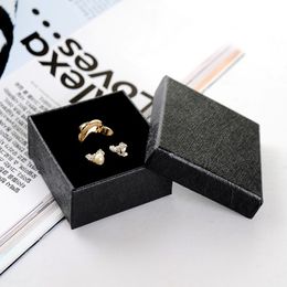 simple seven 6 36 32 3cm classic black Jewellery ring box specialty paper bracelet carrying box festival pendant display with sponge 217g
