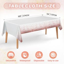 Table Cloth PEVA Tablecloths For Rectangle Tables Disposable White Gold Dot Waterproof Party Covers 137x274cm