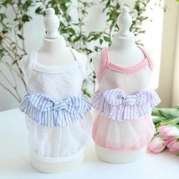 Dog Apparel Sling Flocking Doll Shirt Dress Pet Products Summer Cotton Clothing For Dogs Cats Chihuahua Teddy Clothes 2024