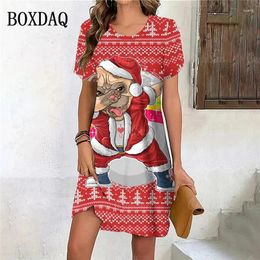 Casual Dresses Christmas Animal Dress For Women 3d Cute Dog Print Mini Winter Fashion Female Pullover Autumn Party Clothes