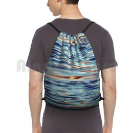 Backpack Sunset View In A Clean Water Surface Drawstring Bag Riding Climbing Gym Curve Band