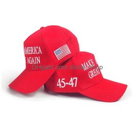 Party Hats Trump 45-47 Make America Again Red Hat American Election 3D Embroidery Usa Baseball Cap Drop Delivery Home Garden Festive Dhmy9