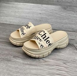 Slippers Summer Women Wedge High Heels Thick Sole Sandals Female Platform White Slides for Woman Cross Fish mouth Open toe Shoes tide