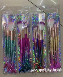 makeup brushes 4pcs set gradient Colour fish scale tail contouring eye shadow brush beauty tool comestic6632005