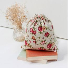 Rose Linen Gift Bags 8x10cm 9x12cm 10x15cm pack of 50 Birthday Party Wedding Makeup Jewellery Drawstring Pouch 307T