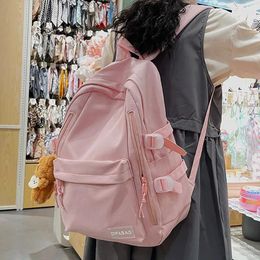 Backpack Solid Color Teenage Girl College Schoolbag Modern Stylish Original Women Student Book Bag Korean Version Cute Female