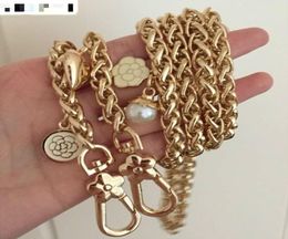 Strap gold plated metal chain shoulder straps flower ladies purse handles belt handbag hook clutch buckle accessories pearl love3165316