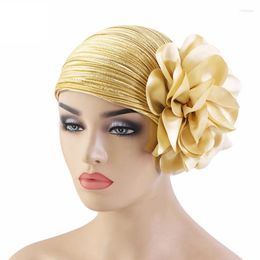 Ethnic Clothing Women Big Flower Turban Hijab Bonnet Muslim Hat Elastic Chemo Beanie Hair Bands Arab Wrap Loss Scarf Cap Turbante Mujer