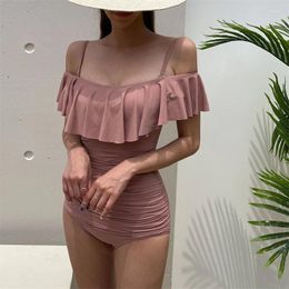 Women's Swimwear Pink Ruffled One-Piece Swimsuit For Women Sexy Monokini Bathing Suits Beachwear