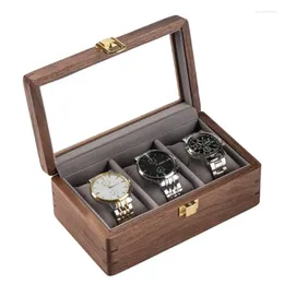 Watch Boxes Wood Men Wrist Watches Storage Box Mechanical Organizer Display Accessories With Transparent Glass Skylight