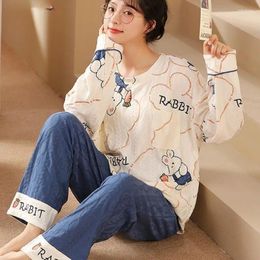 Women's Sleepwear 2024 Pajama Women Nighty Spring Nightclothe Autumn Nightdress Cotton Long Sleeve Nightgown Thin Home Service Suit