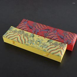 Gift Wrap Rectangle Chinese Silk Brocade Wedding Boxes China Style Long Necklace Storage Cases Folding Fan Chopsticks Packaging Box