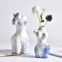 Vases Nordic Abstract Women Body Shape Ceramic Vase Living Room Wine Cabinet Homestay Desktop Flower Arrangement Art Vase Decoration J240515