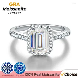 Cluster Rings GRA Emerald Cut Rectangle Moissanite Diamond Wedding For Women 925 Sterling Silver Engagement Luxury Quality Fine Jewelry