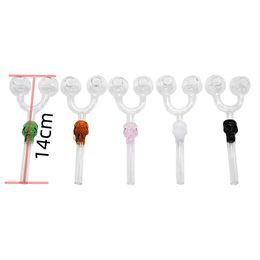 Wholesale Double Ball glass oil Burner pipe ART skull Smoking Tube water pipes for hookah shisha smoking RIG DABS Nail Pipe