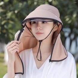Wide Brim Hats Ear Flap Sun Hat Summer UV Protection Women Mesh Face And Neck Protect Sunscreen Cap