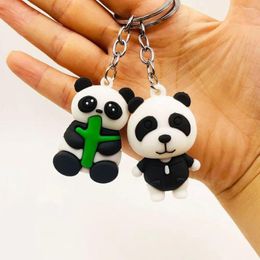 Keychains White Black Panda Keychain Gifts Cute Bag Key Pendant PVC Fashion Jewellery