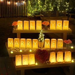 Will You Marry Me Proposal Decoration Paper Bag With LED Candle For Wedding Proposals Anniversary Decorations and Celebration 240517