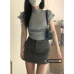 Work Dresses Knit Short Sleeve T-shirt Summer Skirt Two-piece Set Slim Fit Womens Two Peice Sets COTTON 2 Piece Outfits Casual