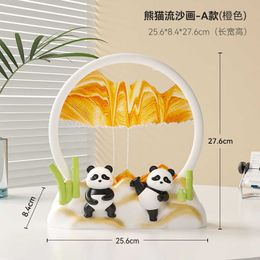 Decorative Objects Figurines Modern gifts for living room new home decorations panda quicksand paintings TV cabinets foyer H240517 OFGH