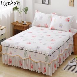 Bed Skirt Cartoon Sweet Korean Skin-friendly Soft Bedspread Ruffles Bedcover Protector Anti-slip Household Comfortable Bedroom