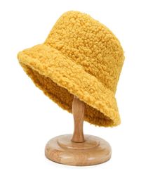 Unisex Harajuku Bucket Hat Solid Women Men Fishing Fisherman Hat Autumn Winter Lamb Wool Outdoor Warm Panama Cap6550030
