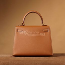 Fashion Bags Epsom Totes High-end Custom Pure Hand Sewn Original Cowhide Handbag Designer Brand European Super Quality Hardware Logo Pure Hand-lettering Ke 70lly