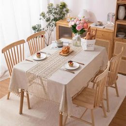 Table Cloth American Beige Tablecloth Hollow Crochet Patchwork Decoration Party Placemat Restaurant Coffee Home Cover B2F0