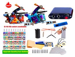 Tattoo Kit Machine Gun 61440 Colours Ink Disposable Supplies Mini Power Supply Set Beginner Tattoos Kits Body Art Tools8935527
