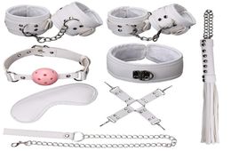 8 Pcs Bdsm Bondage Set Kit Handcuffs Ball Whip Collar Fetish Handboeien Sex Tools For Erotic Toys T2005203166261