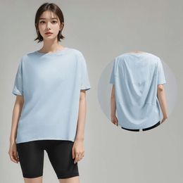 Lu wyrównuj koszulkę kobiety letnia tee letnia joga ubrania nylon fajne antysuntan krótkie rękawe sportowe sportowe koszulki sportowe koszulki
