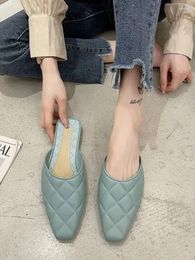 Slippers Fashion Baotou Half Women Wear Sandals Mueller Flat Sole Single Shoes Diamond