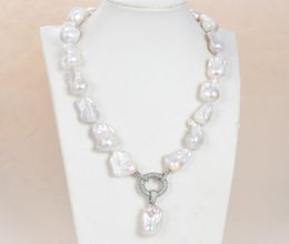 GuaiGuai Jewellery White Keshi Pearl Necklace CZ Pendant Handmade For Women Real Gems Stone Lady Fashion Jewellery2034379