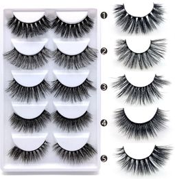 3D Mink Eyelashes Mixed Styles 22MM 4 Different Styles Big Eye 5 Pairs Natural Long Thick Handmade Hair Extension1859448